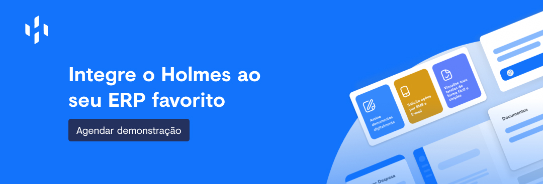No banner clicável há o texto: Integre o Holmes ao seu ERP favorito